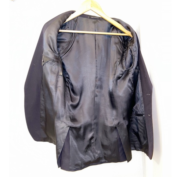 Vintage SAINT LAURENT Oversized Menβs NAVY blazer with Gold Logo buttons SZ: L - Picture 9 of 14